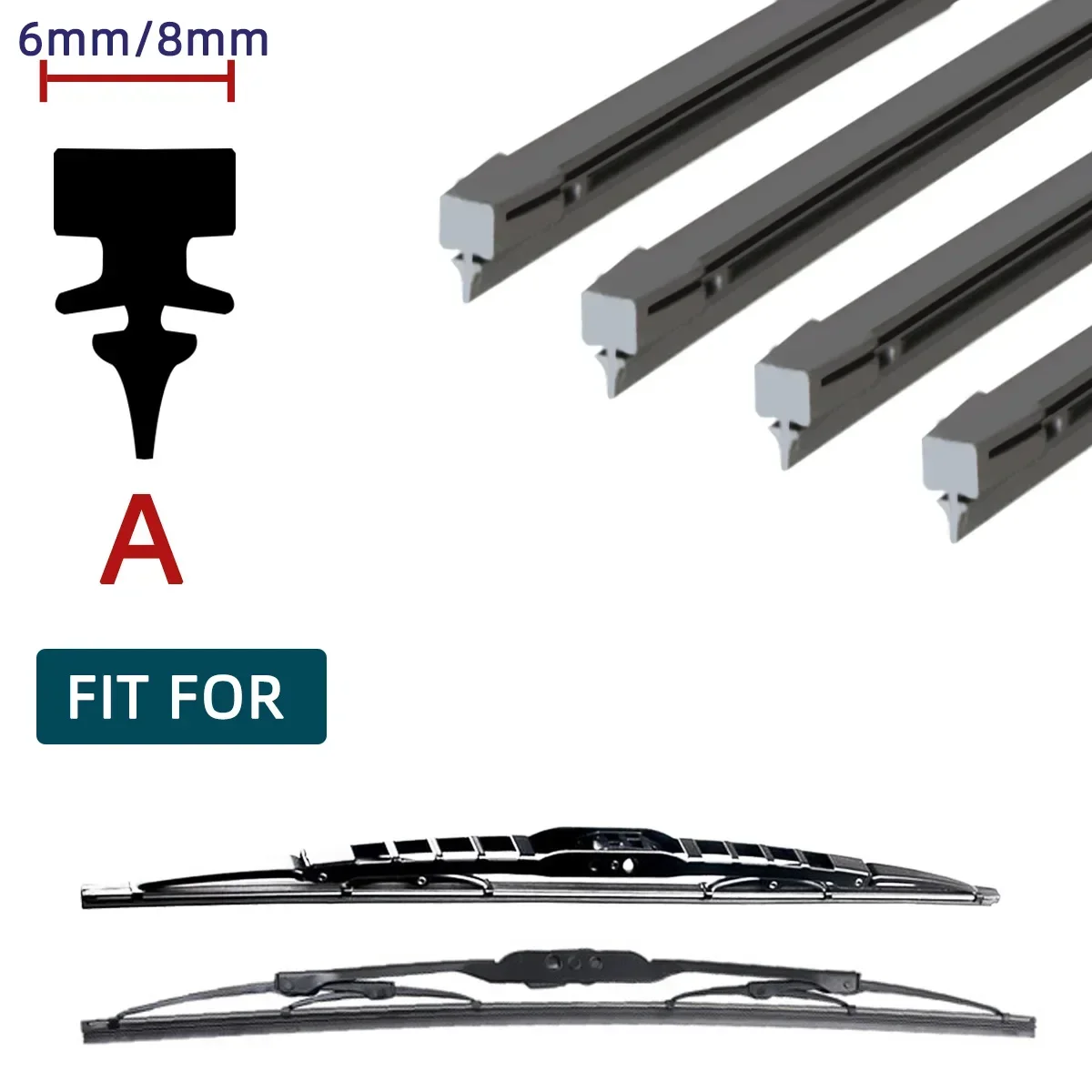 Car Wiper Blade Refill Vehicle Insert Rubber Strip 6mm 8mm Soft 14\