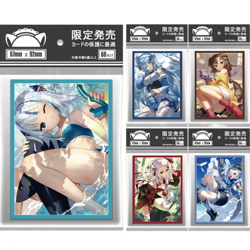 60pcs/Set Cards Sleeve ACG Anime Game Characters Nakiri Ayame Gawr Gura Protective Cover Cards Collection Protector Film