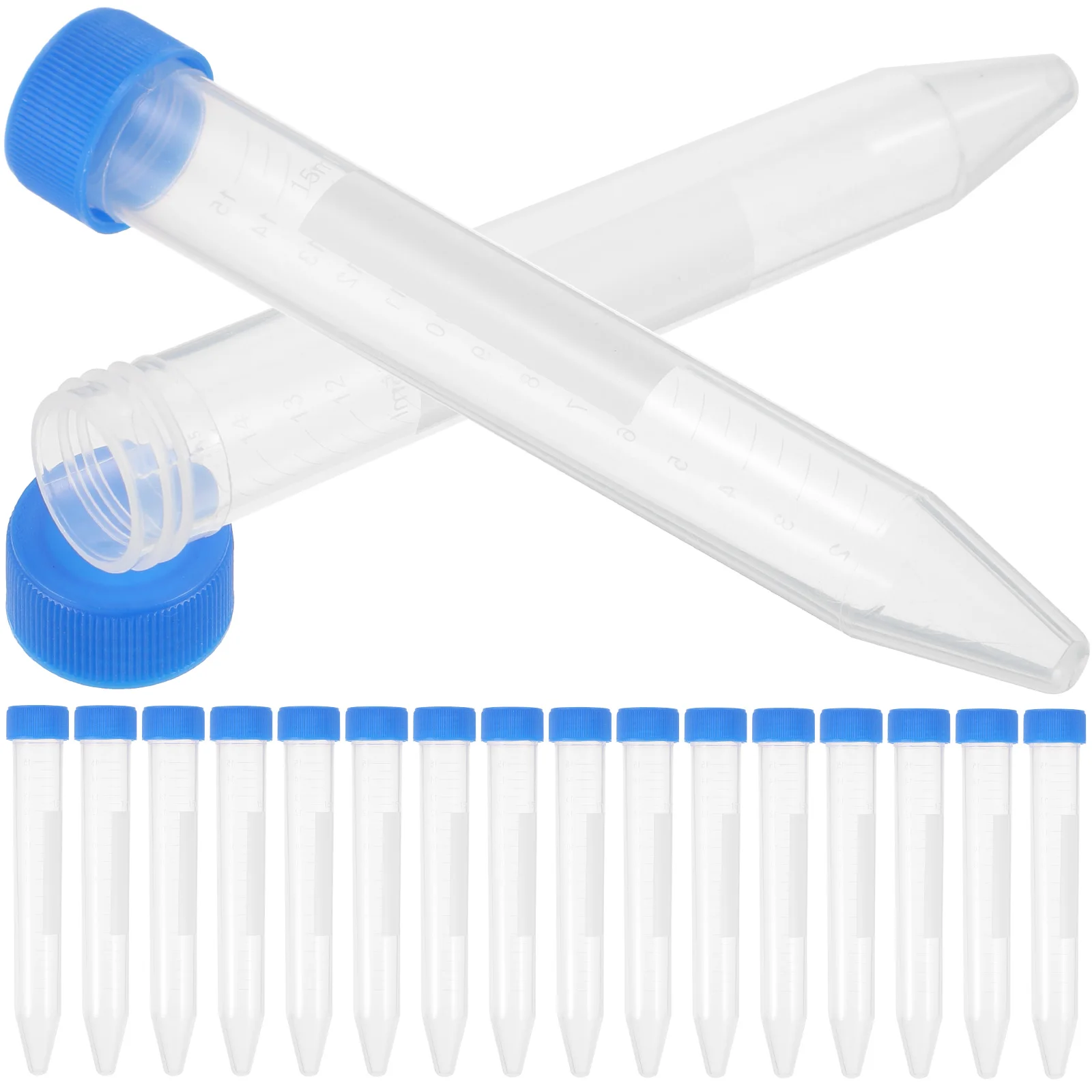 50pcs 15ml Screw Cap Test Tube Tube Random Color Polypropylene Lab Test Vials Transparent Measurement