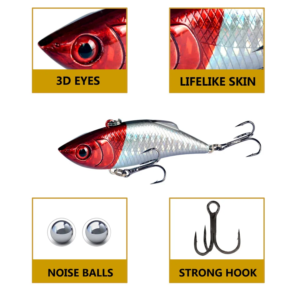 5 قطعة VIB الصيد إغراء الصلب الاصطناعي فيبي Lipless البلاستيك الاهتزاز غرق الهزاز الطعم