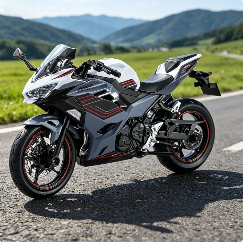 Hua Xing 1:12 400 Alloy Motorcycle Model Sound and Light Sliding Toy Collection Ornament  Perfect Birthday Gift for Boyfriend