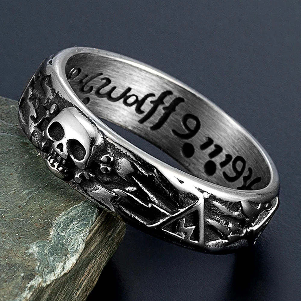 Vintage Gothic Skull Rings for Men Boy Stainless Steel Punk Skeleton Finger Ring Hip Hop Style Unique Jewelry Gifts Wholesale