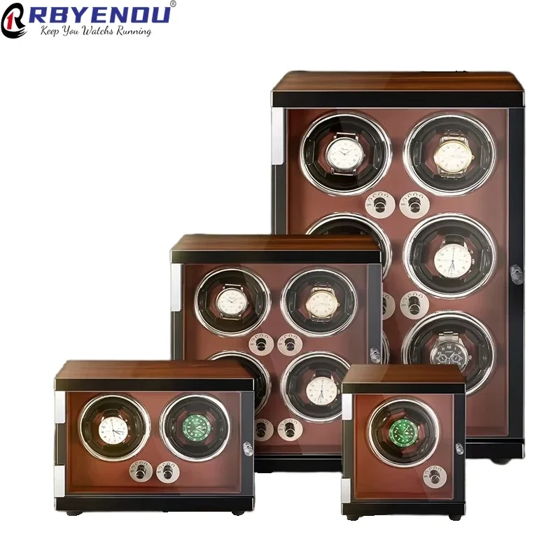 RBYENOU Watch Winders for Automatic Watches Noble Baking Paint Watchwinder Case Box Watches Organizer  6 Slots Customizable Logo