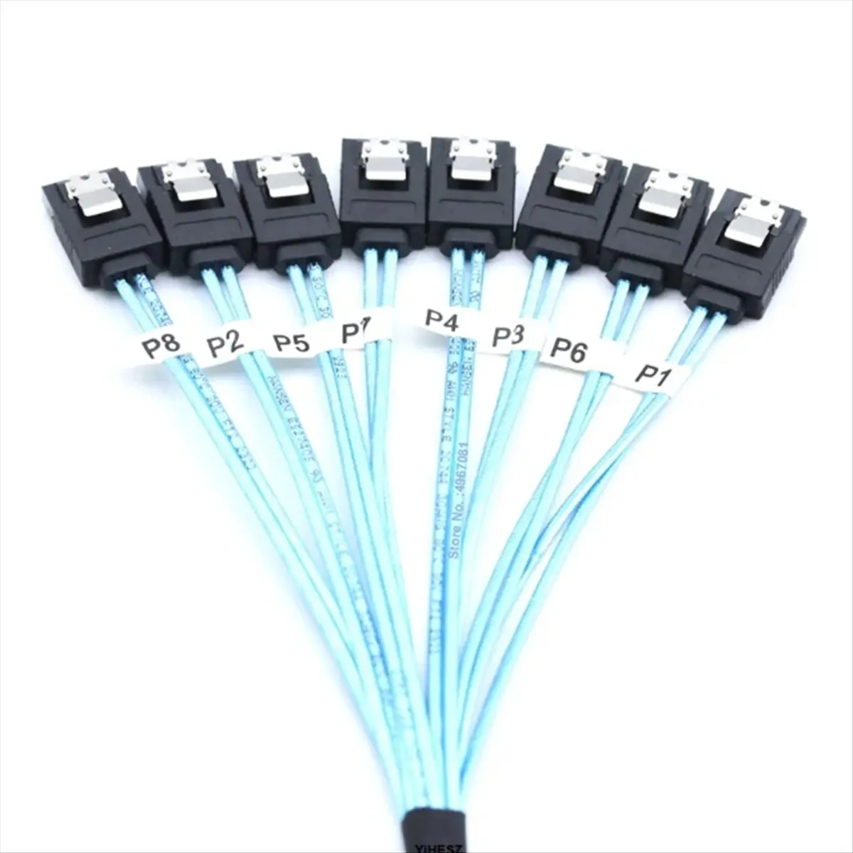 T35C 8 Pcs SATA Cable Set 8 Set SATA 3.0 Cable PC SATA Cabl SAS 7Pin 6Gbps Data Cable for Hard Disk SSD Drive NAS Host