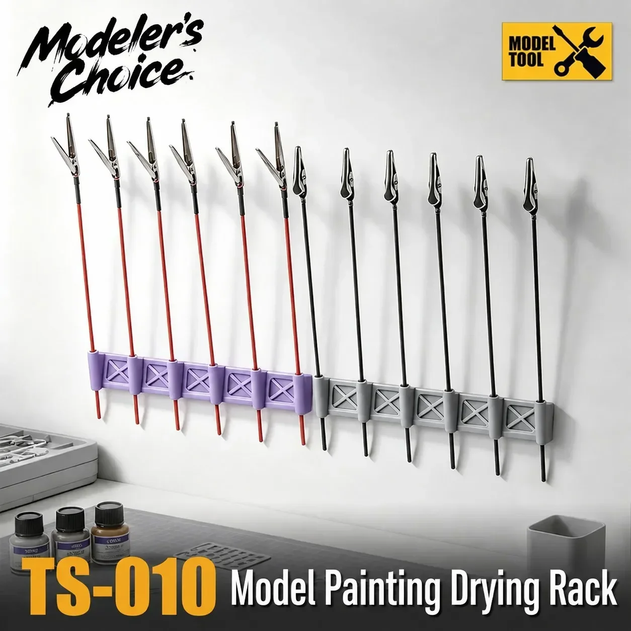 MSWZ TS010 Wall Mount 3D Printed Painting Drying Rack 6 Holes Portable Model Bracket for Gundam Military Figure Hobby Paintin
