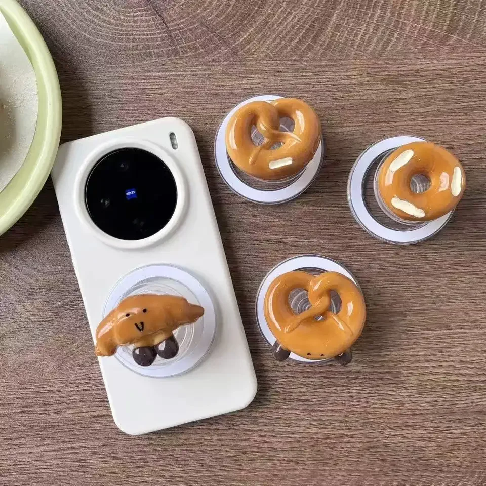 

Pretzel Bread For Magsafe Magnetic Phone Grip Tok Griptok Stand For iPhone Funny Foldable Wireless Charging Holder