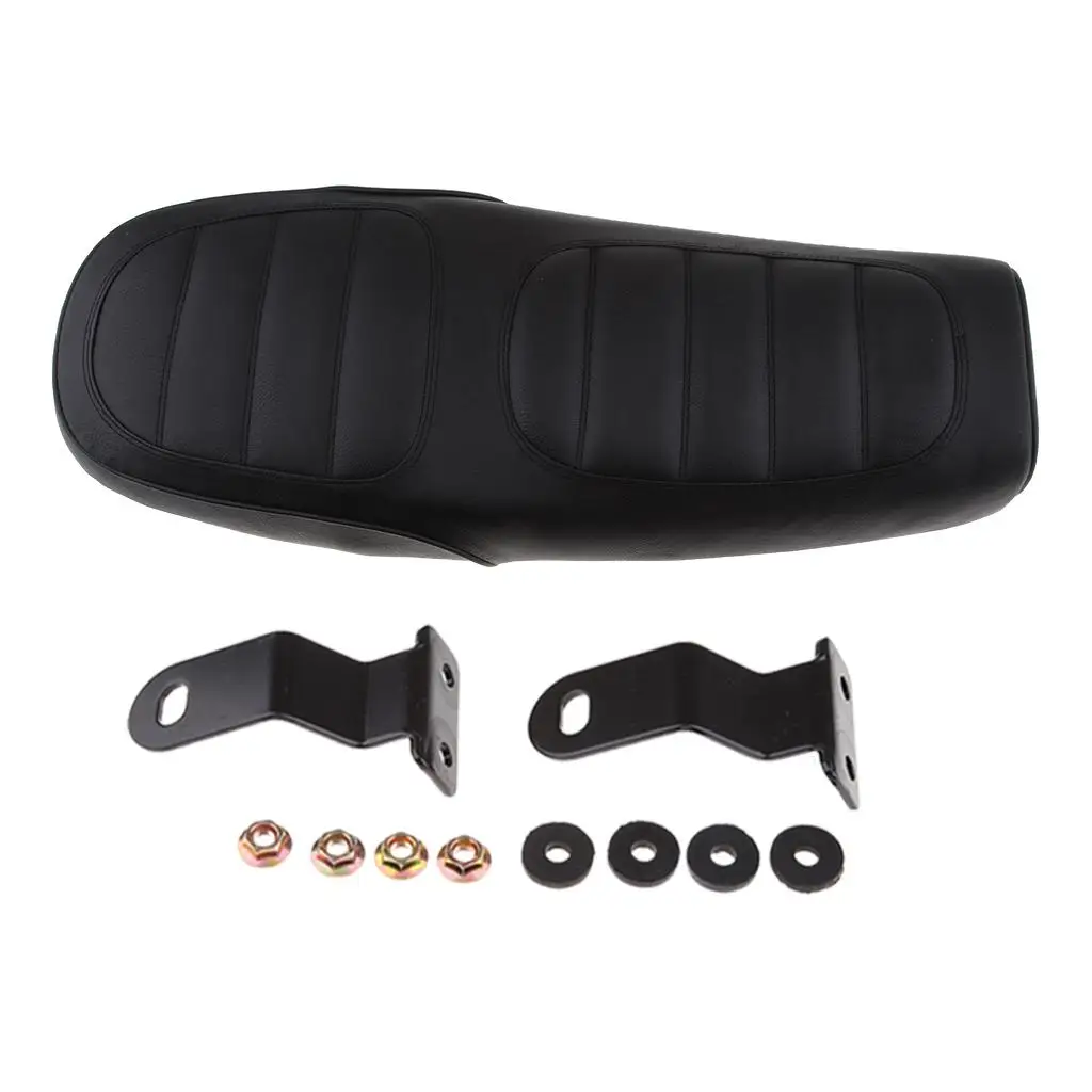 63cm Long Motorcycle Cafe Racer Retro Vintage Seat Flat Brat Saddle Cushion (Black)Car Accessories