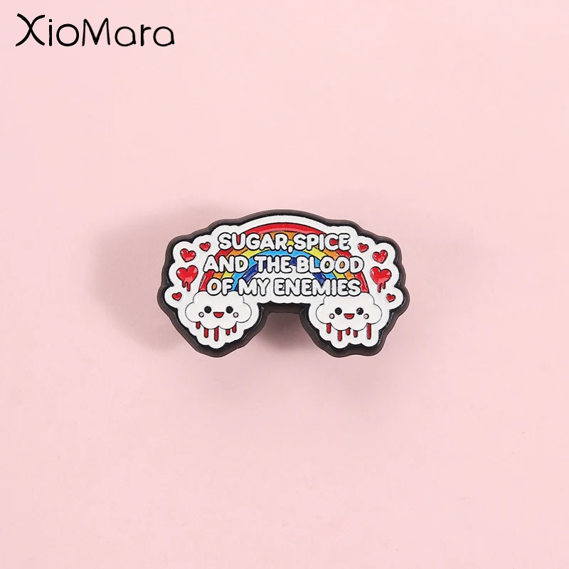Kreatives Regenbogen-Blutstropfen-Emaille-Pin-Material, Herz-Text-Dekoration, Lächeln-Regenbogen-Abzeichen, Unisex-Accessoire für den täglichen Gebrauch