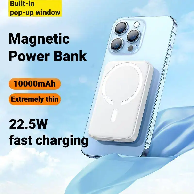 

10000mAh MagSafe Power Bank - Ultra-Thin Wireless Magnetic Charger for iPhone 12-16 Series