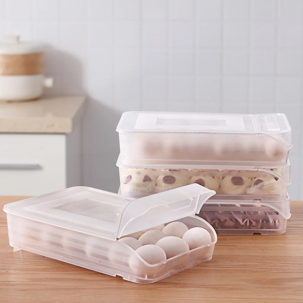 

Transparent Egg Tray Storage Container Fridge Kitchen Holder Crisper White Plastic Durable Stackable Anti Pressure Keep