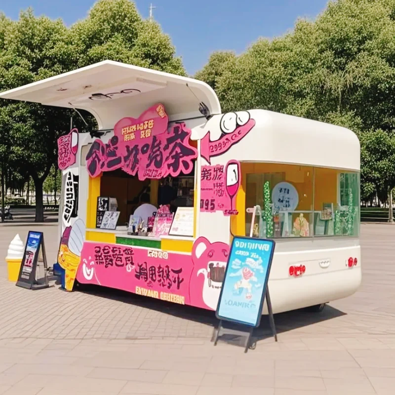 

FOODLINE Customized Fast Full Kitchen Food Trailer Outdoor Mobile Food Car Van Trailer with Full Kitchen Equipments