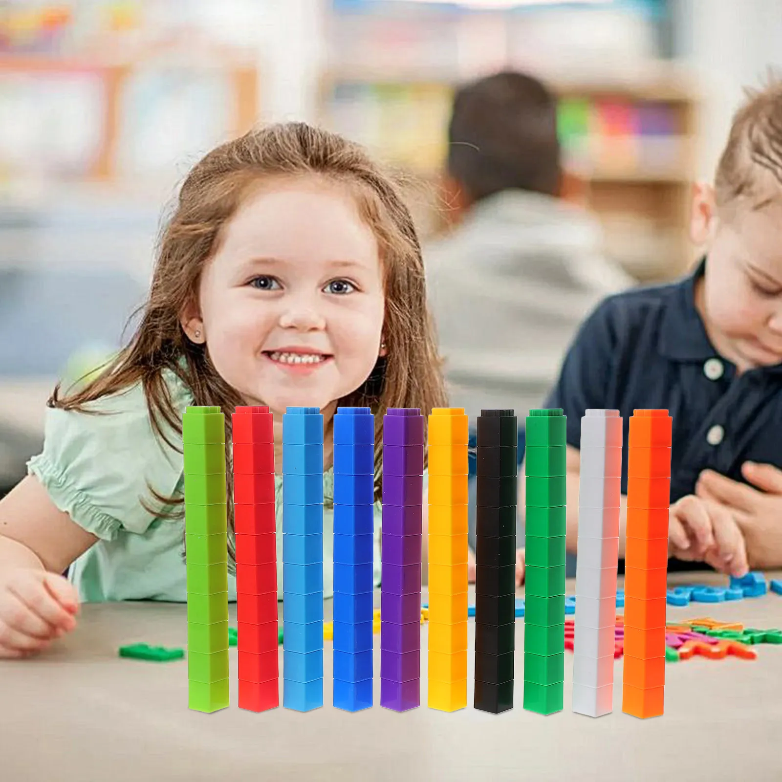 100Pcs Square Assembly Math Counting Cubes Plastic Educational Blocks for Preschool Learning Connecting Cubes for Math