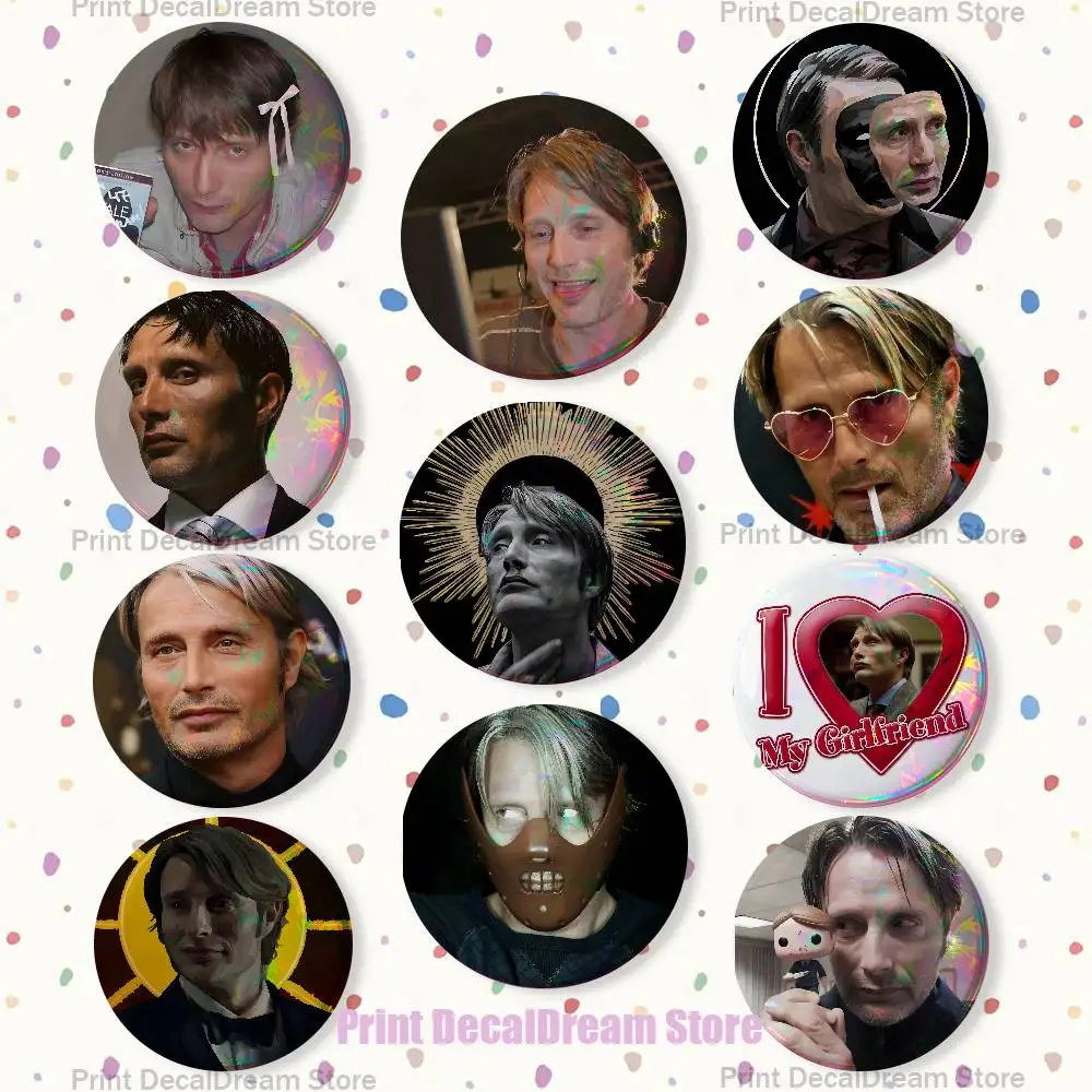

M-Mads MikkelsenS Badges Creative Tinplate Button Pins Brooch Creative Quotes Badge Clothes Backpack Jewelry Gift
