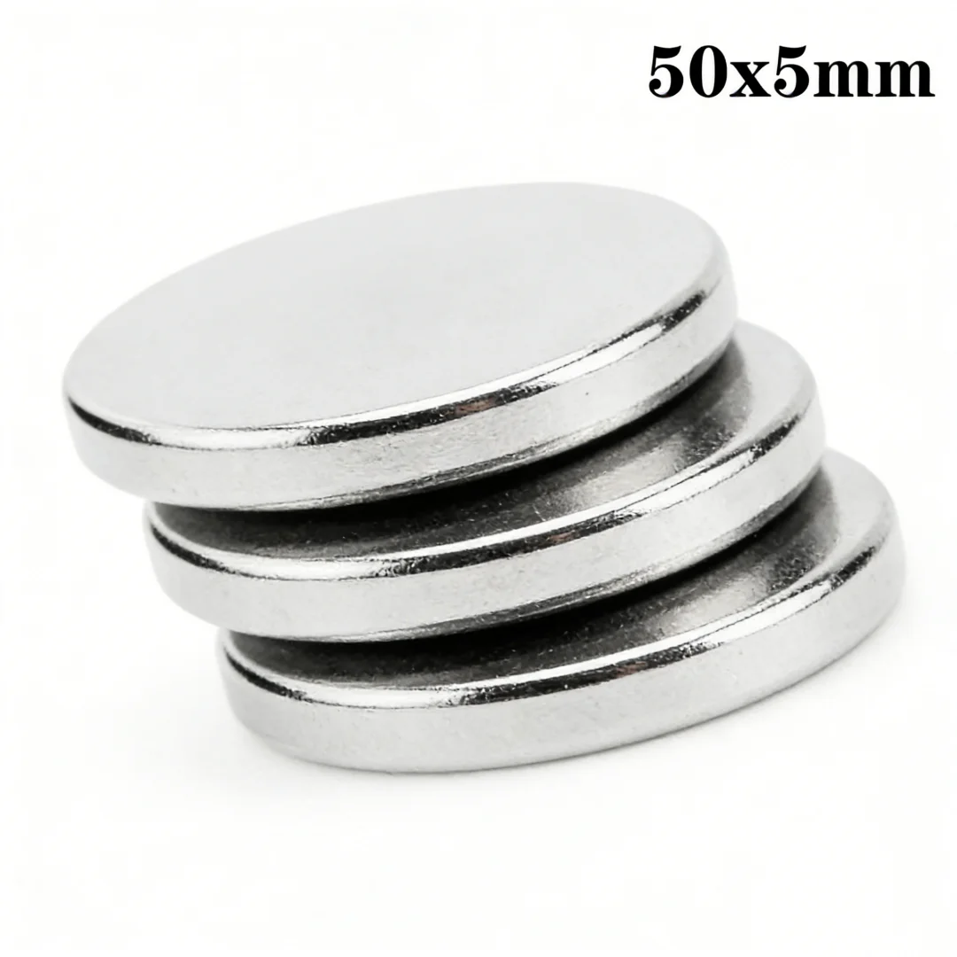 50x5mm Big Round Powerful Magnetic Magnet 50x5 Strong Disc Magnets For Fridge DIY Building Scientific Craft Education 50*5