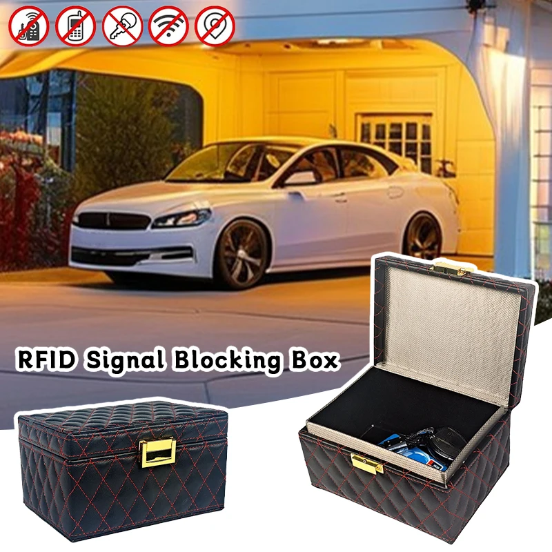 Car Key Phone Box Car Signal Blocker Box Faraday Cage Diamond Grid Anti-Theft Blocking Safety Keyless Protector Anti-radiazioni