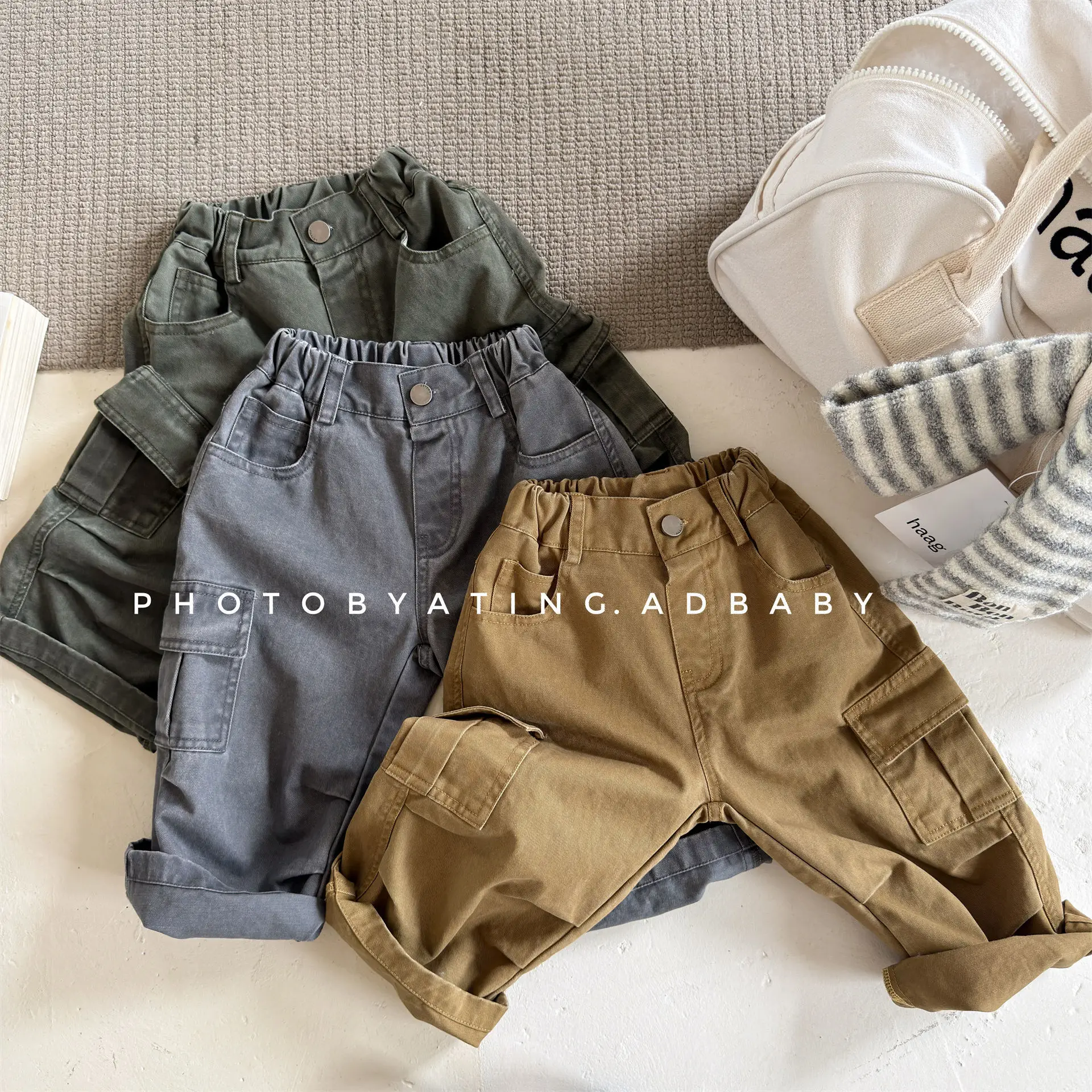 2026 Autumn New Children Cargo Pants Solid Boys Girls Casual Pants Kids Loose Trousers Toddler Harem Pants Vintage Baby Clothes