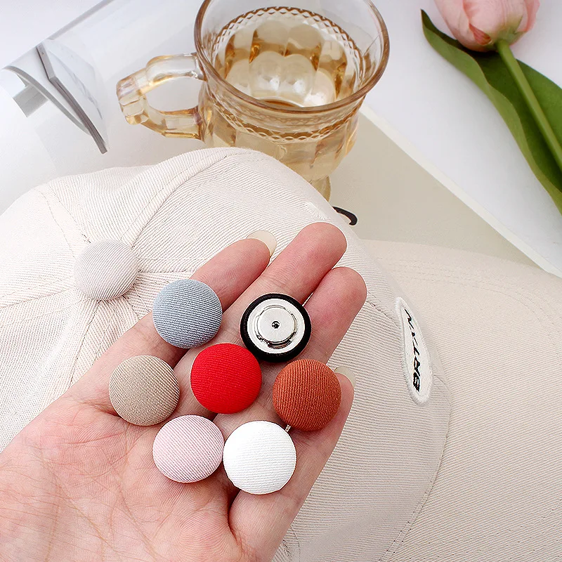 10 PCS Hat Wrap Cloth Buttons Top Stud Fasteners Fashion Decoration Sun Hat Snap Buttons Round Seam Free Button Accessories