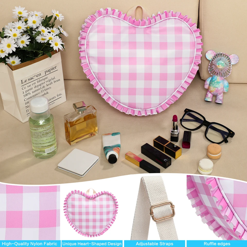 Floral Stripe Heart Backpack - Black & Pink S35c821c6da9e4a13856c19a01dda2  main image 4