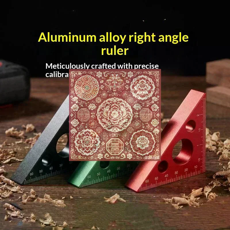Aluminum Right Angle Ruler Woodworking Ruler Triangle Ruler Scales Machinist Carpenter's Square Height Measuring Tools Gauge
