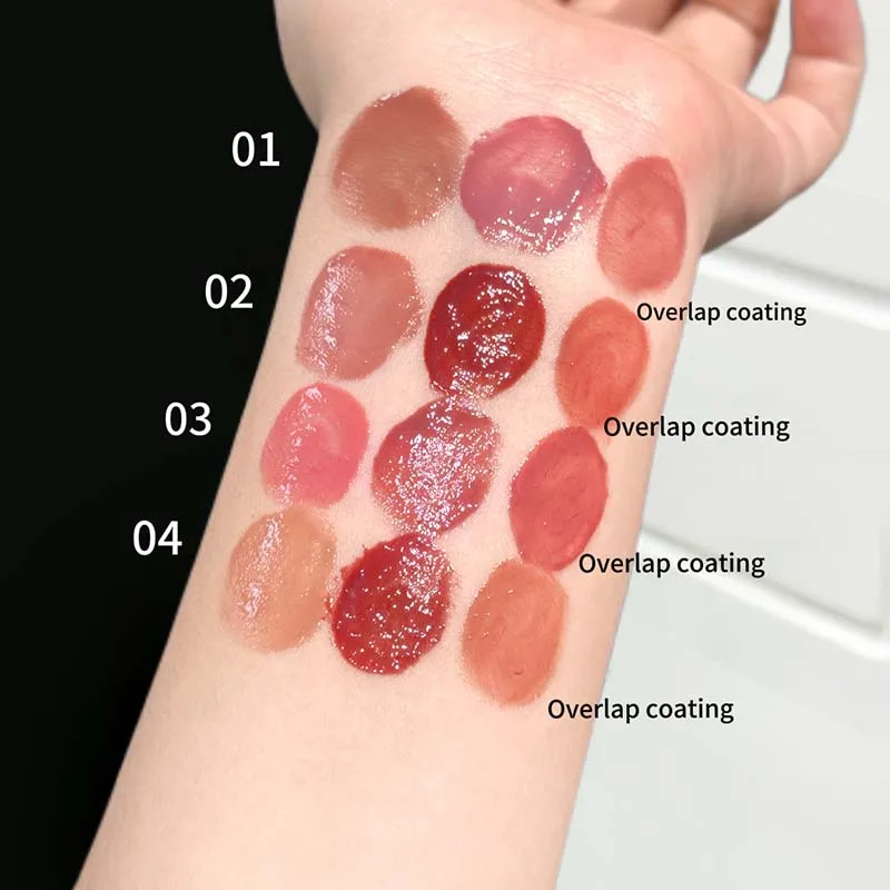 保湿デュアルカラーソリッドリップグロス 内蔵ミラー付きリップブラシ付き フリップフォンデザイン 長持ちするメイクアップリップスティック