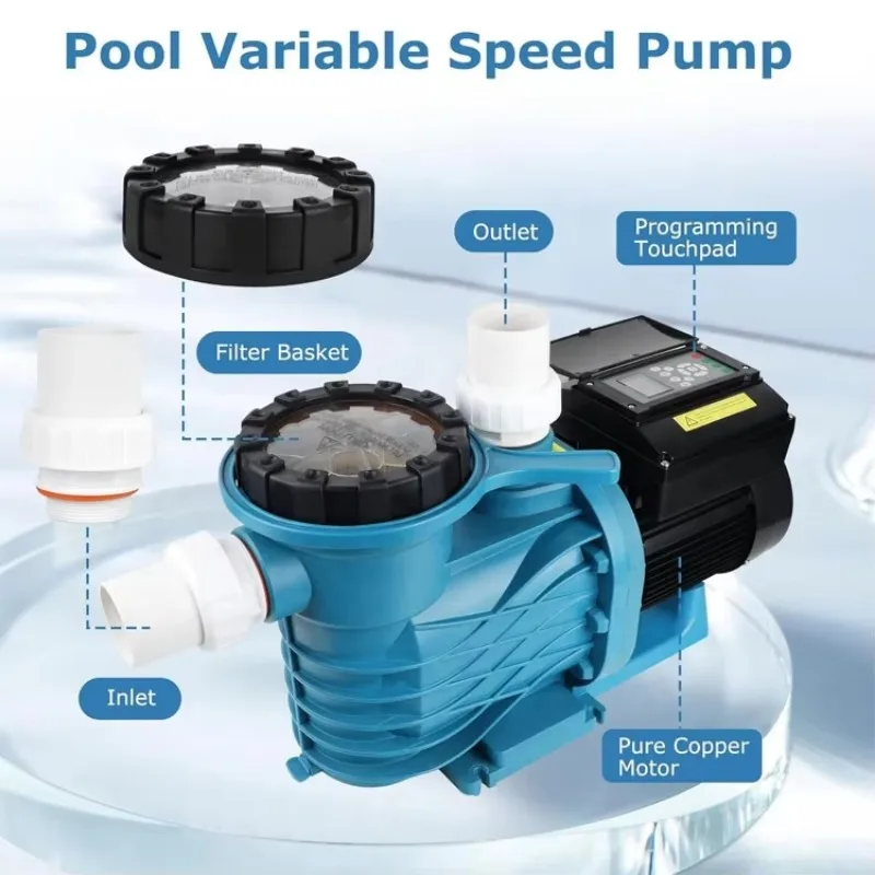 EAKP-200 Variable Speed Pump With WIFIControl 750~3000rpm Max Flow 25 M³/hr For Swimming Pool Water Park Water Circulation