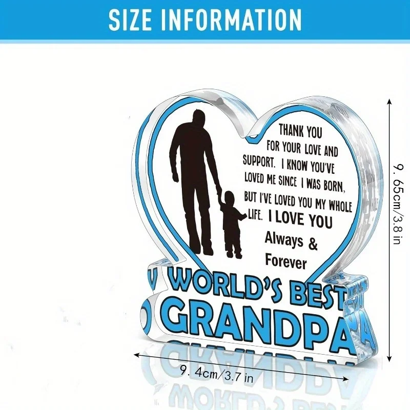 Acrylic Plaque for Grandpa - A heartfelt grandson gift for Christmas, birthdays, or desk decor.