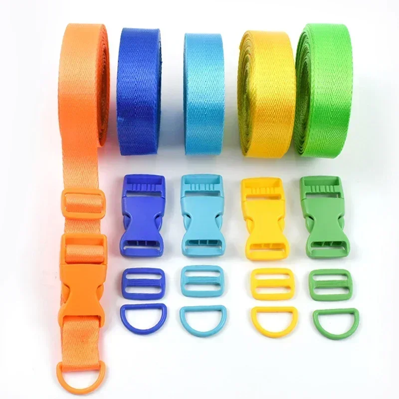 20mm/25mm Pet Collar Repair Fasteners Buckle Colorful Plastic Release Buckles Nylon Webbing Strap D Ring Slider Carabiner Clips
