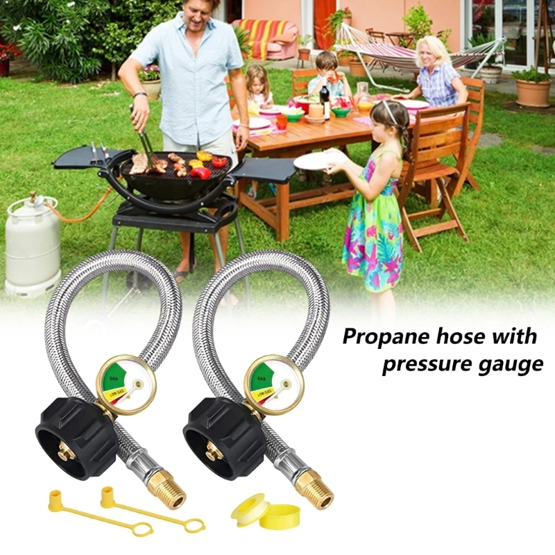 

Pack of 2 15 Foot C3H8 Gas Hoses with Pressure Measure Untarnished Bronze Building for Cistern Regulator Connection M4YD