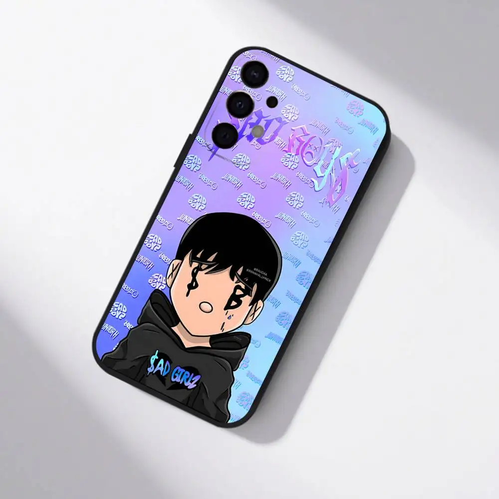 J-Junior H Sad Girl غطاء هاتف أسود لهاتف سامسونج S25، S24، S21، S22، S23، S30، Ultra، S20، Plus، Fe، Lite، 5G #4