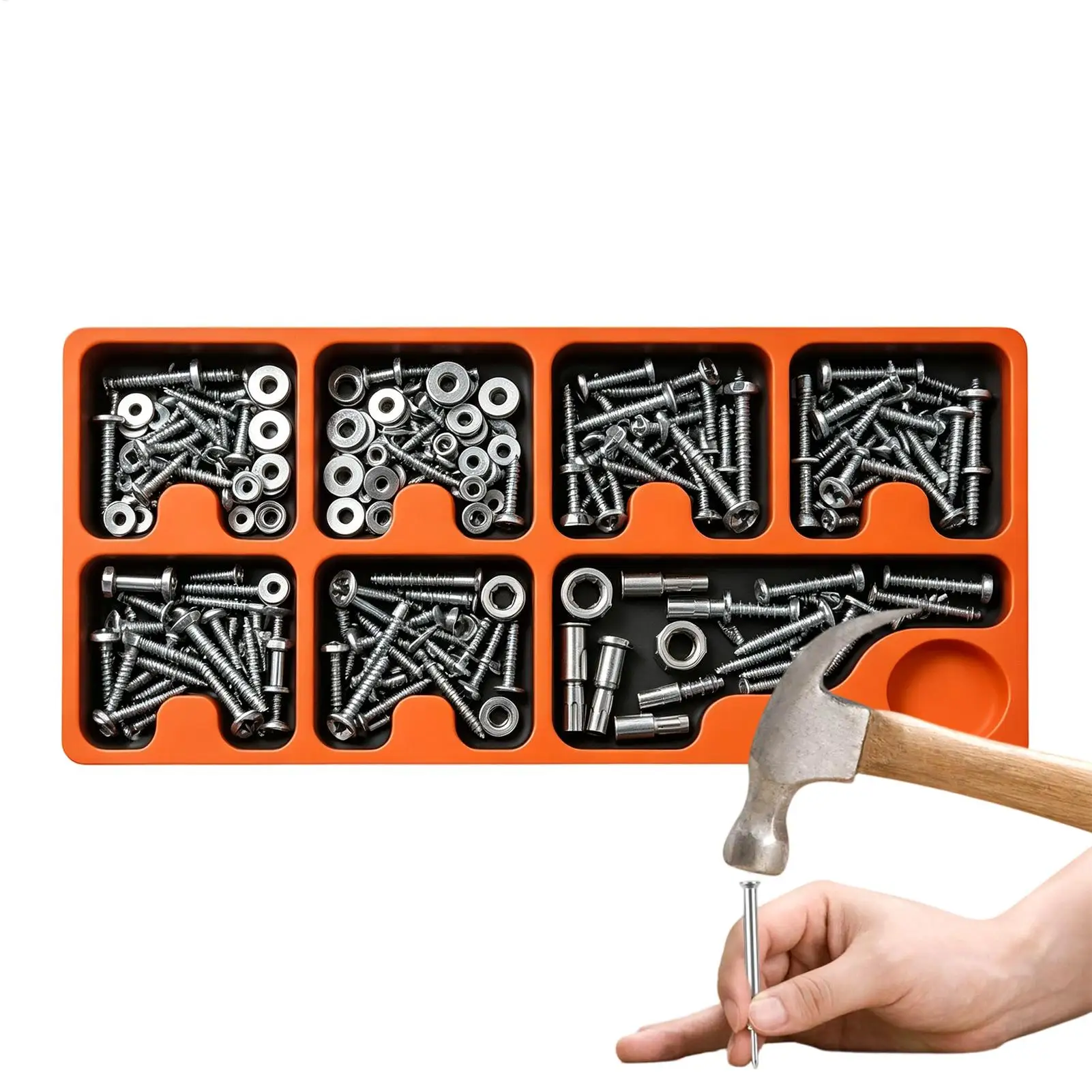 Magnetic Parts Tray with Compartments Portable Space-Saving Screw Holder Heavy Duty Magnet Organizer for Home Garage Workshop