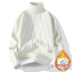 New Winter Men Fleece Warm Turtlenecks Sweaters Man Knitted Loose Casual Pullovers Good Quality Male Winter Sweaters Size 4XL