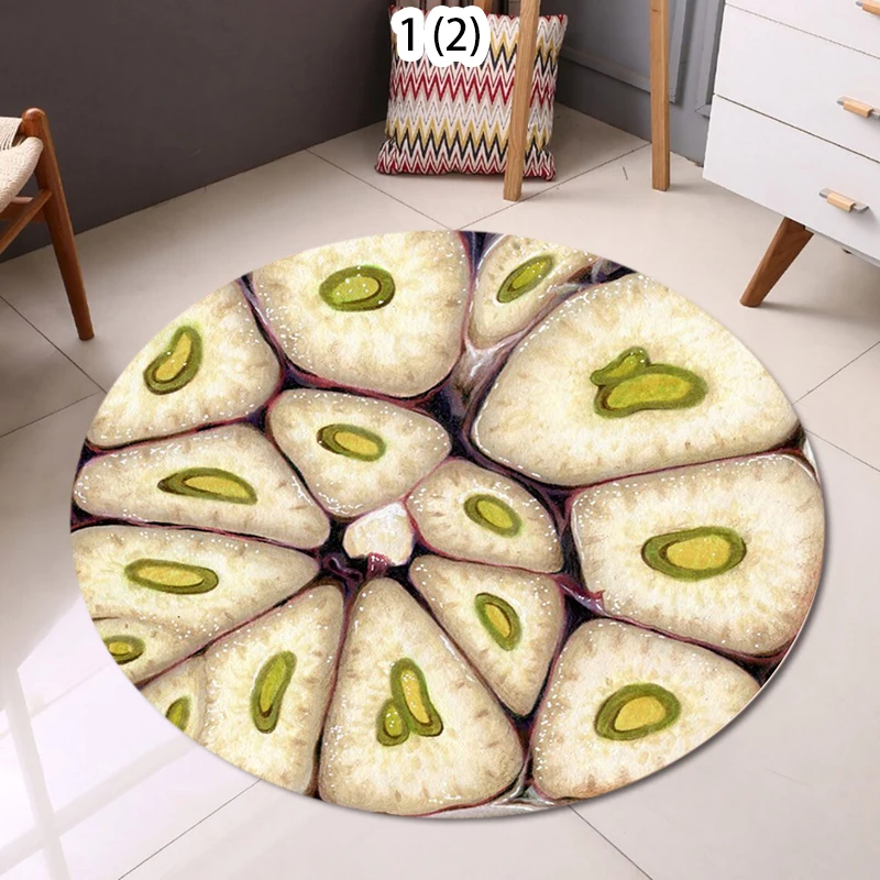 Tomato Vegetable Rug Slice Round Felt NonSlip Carpet For Living Room Dining Bedroom Bedside Realistic Red Home Floor Mat