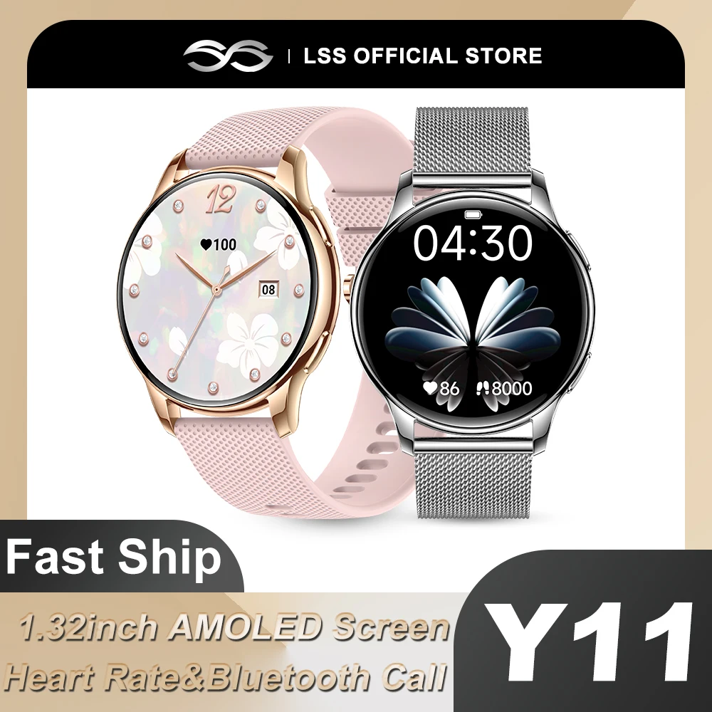 

2024 Fashion Smart Watch Ladies Heart Rate Blood Pressure Sport Watch 1.32 inches AMOLED 466*466 Woman Waterproof Smartwatch