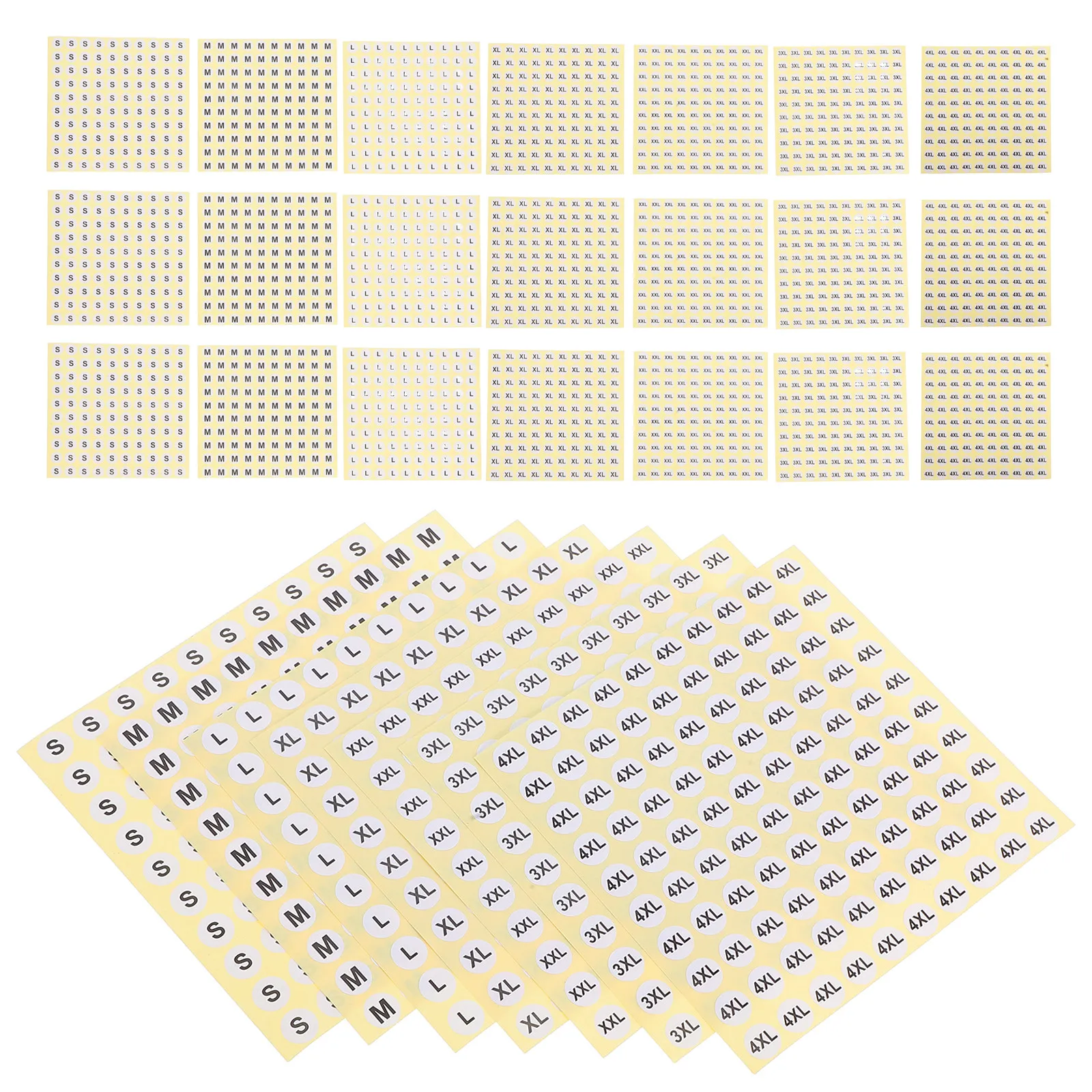 

7000Pcs Waterproof Garment Size Stickers Round Self Adhesive Clothing Labels Apparel Tags for Retail S M L Xl Xxl Xxxl Xxxxl