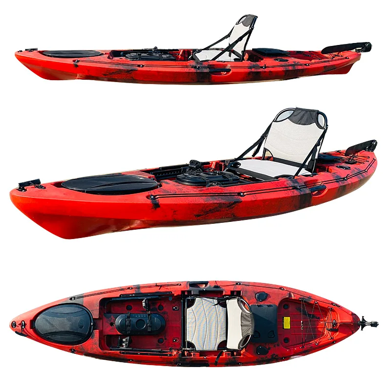 2024 new arrival 10.5ft plastic fishing boat, sea fishing paddle kayak with rudder and chair