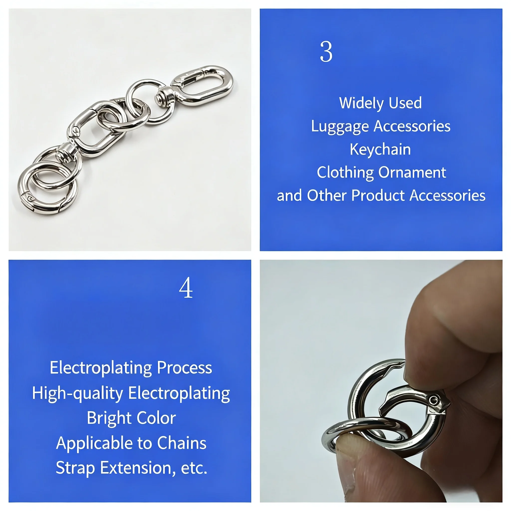 2pcs Double Opening Swivel Clasp Clips, Metal Swivel Spring Snap Hooks, Key Chain Clip with Key Ring for DIY Keys image 4