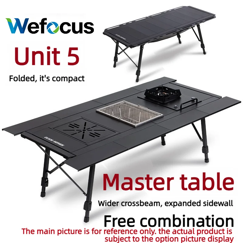 IGT 5Unit Outdoor Camping Aluminum Alloy Folding Table Semi-Automatic Table Boil Tea, Light Meals, And Barbecue At One Table