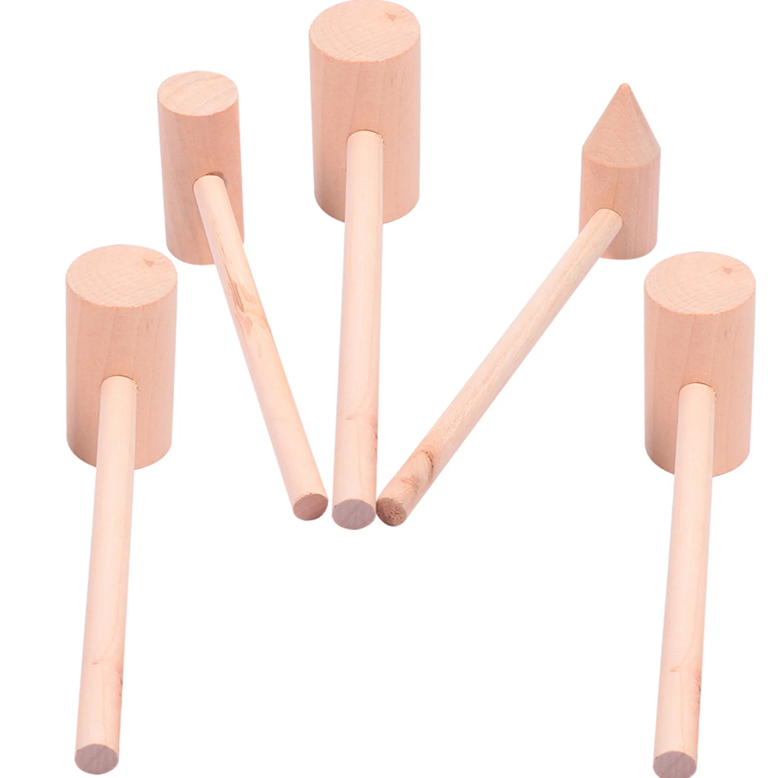 5 قطع مطارق صغيرة من الخشب الصلب، لمسة نهائية طبيعية، معدات لعب مقاومة للاهتراء، مطرقة صغيرة لليد الصغار