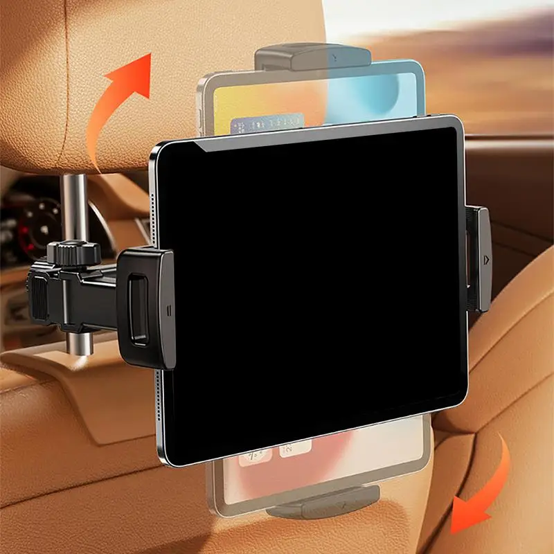 Solid Car Headrest Tablet Holder Tablet Car Holder For Kids Double Axis Extension Arm Retractable Rear Seat Phone Car Mount