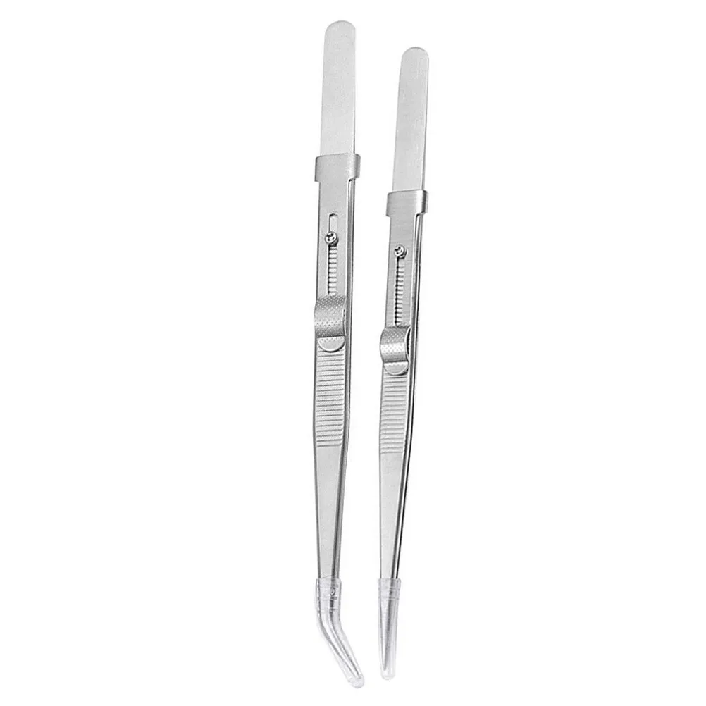 2Pcs Professional Stainless Steel Locking Tweezers for Jewelry Making Nail Design Beading Crafting Soldering Lash Extension Fine