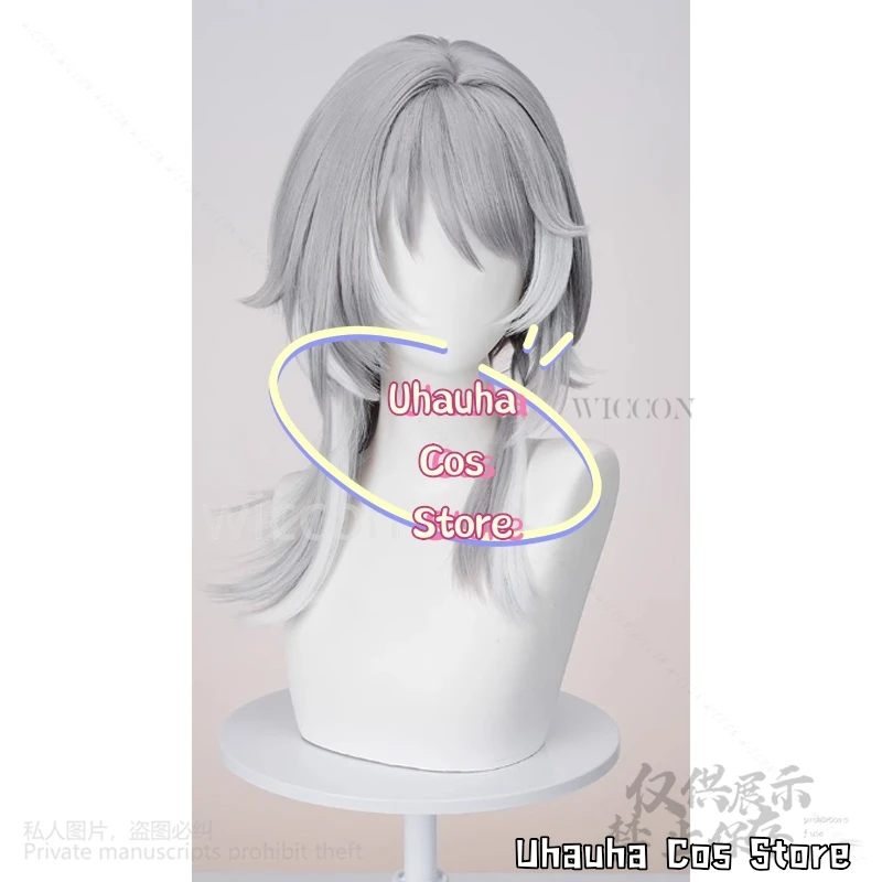 Anime Game Honkai Star Rail Cosplay Cipher Fashion Gray And White Synthetic Wig Highlights Jirai Kei Girls Wigs Cos Customized