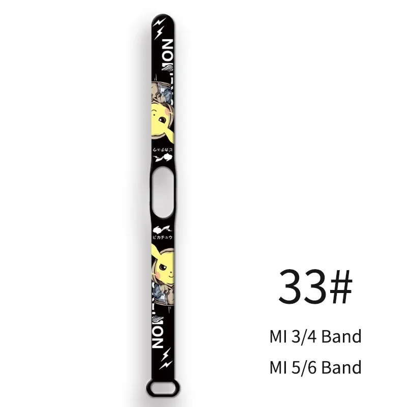 Pokemon Pikachu Strap for Xiaomi Mi Band 3/4/5/6/7 Creative Cute Watch Strap Replacement Cartoon Print One Ring Wristband Gift