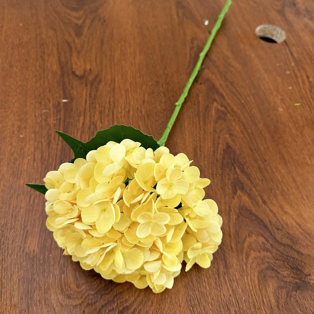 Neue große Hortensien-künstliche Blume, feuchtigkeitsspendend, True Touch, Orange, Gelb, gefälschte Hortensien, Wohnzimmer-Dekoration, Hochzeit, Bühne – Detail 5