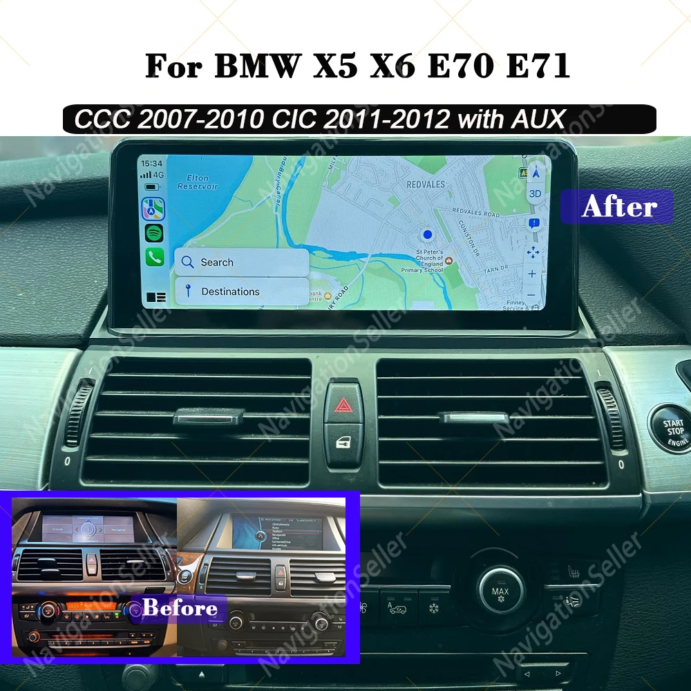

Android CarPlay Android Auto For BMW X5 E70 CCC CIC 2007-2013 10.25 Touch Screen Multimedia Radio GPS Display System Head Unit