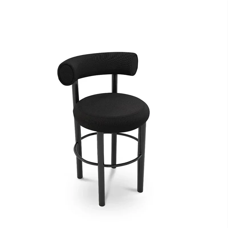 Hot Sale High Quality Modern Industrial Bar Chair Metal legs Velvet Fabric High Short Bar Stool Chair With Back