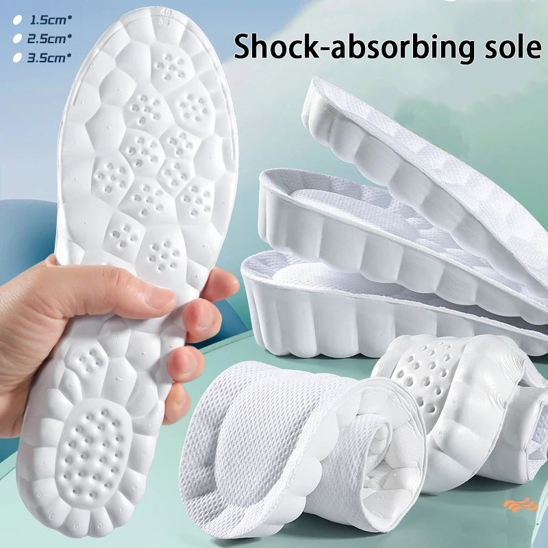 

men and women height increase insoles Breathable Anti-Odor Insole Shock Absorbing Shoe Sole comfortable Sports Insoles 1Pair