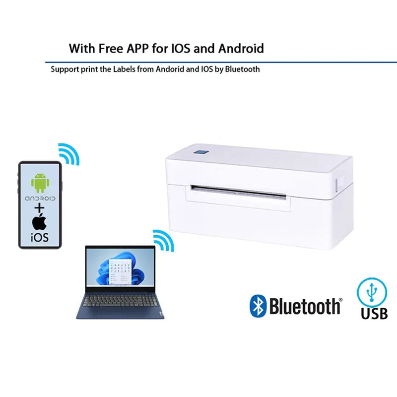 Label Printer Bluetooth Shipping Label Printer 4x6 Thermal Printer for Shipping Packages Compatible with Android iOS Windows