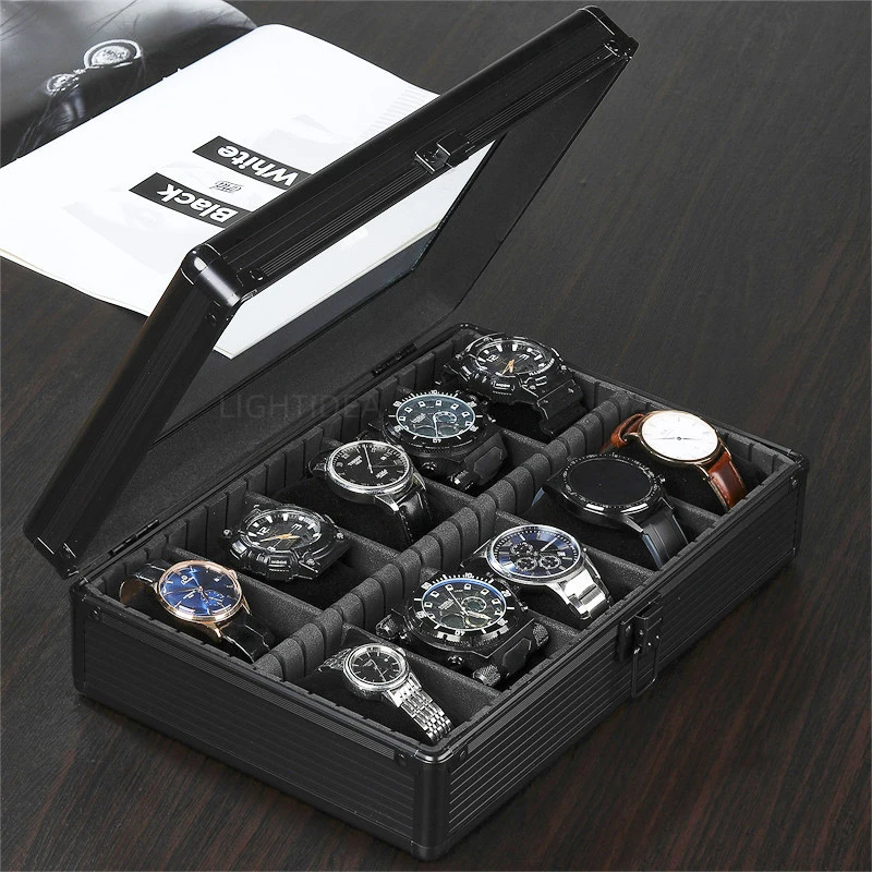 

New Trendy Exquisite Aluminum Alloy Watch Storage Box New Watch Storage Box Gold Watch Storage Box Travel Gift Box Watch Display