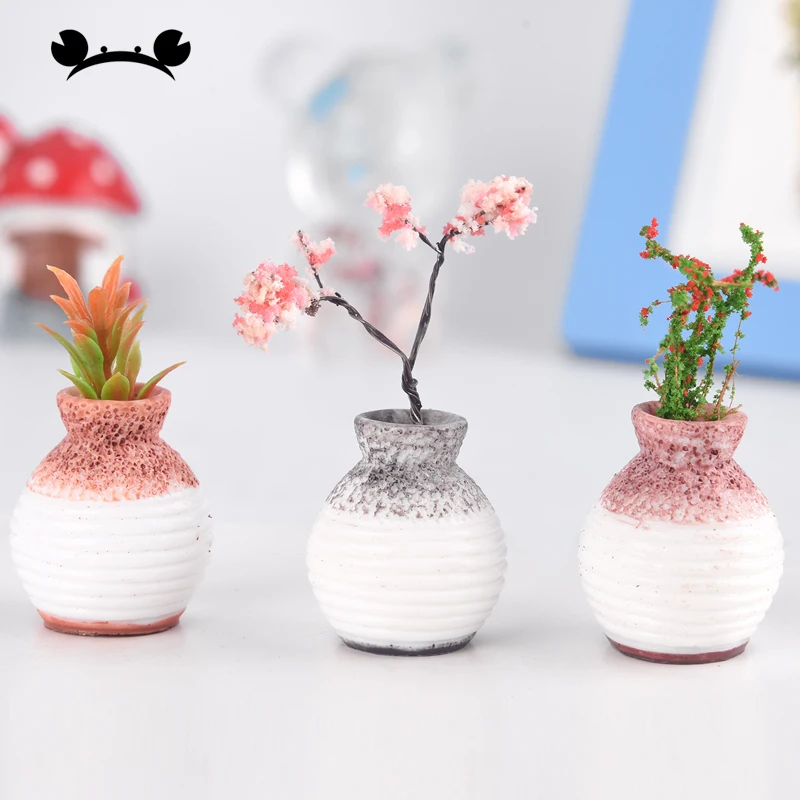 

5pcs Miniature Vase Model Flowerpot Craft Toy Green Plant Ornament Doll House Decoration Garden Landscape Diorama Scenery