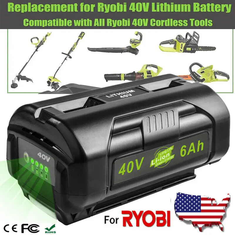 

For Ryobi 40V 6.0Ah High Capacity OP4026 40 Volt OP40501 OP40401 Lithium batterie for ryobi 36v